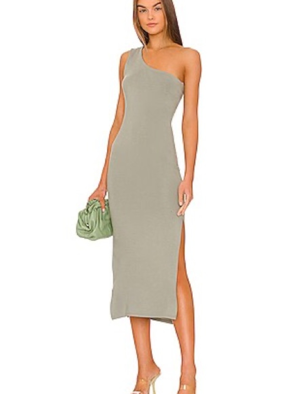 LBLC the label Bianca One-Shoulder Sage Midi Dress